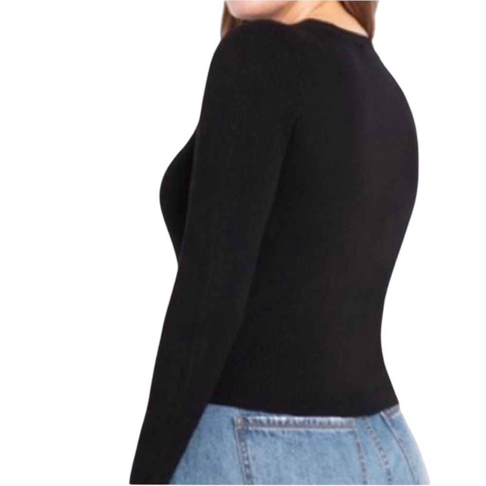 ELOQUII BLACK ONE COLD SHOULDER WIDE NECK LONG SLEEVE BLACK SWEATER 22